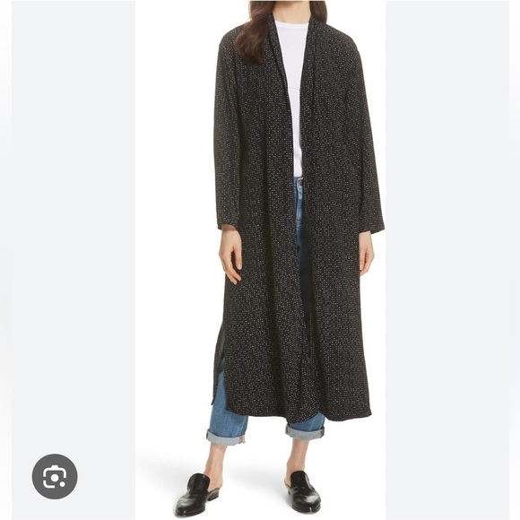 Eileen Fisher Jackets & Blazers - Eileen Fisher Black and White Speck Morse Code Duster Wrap Kimono Cardigan